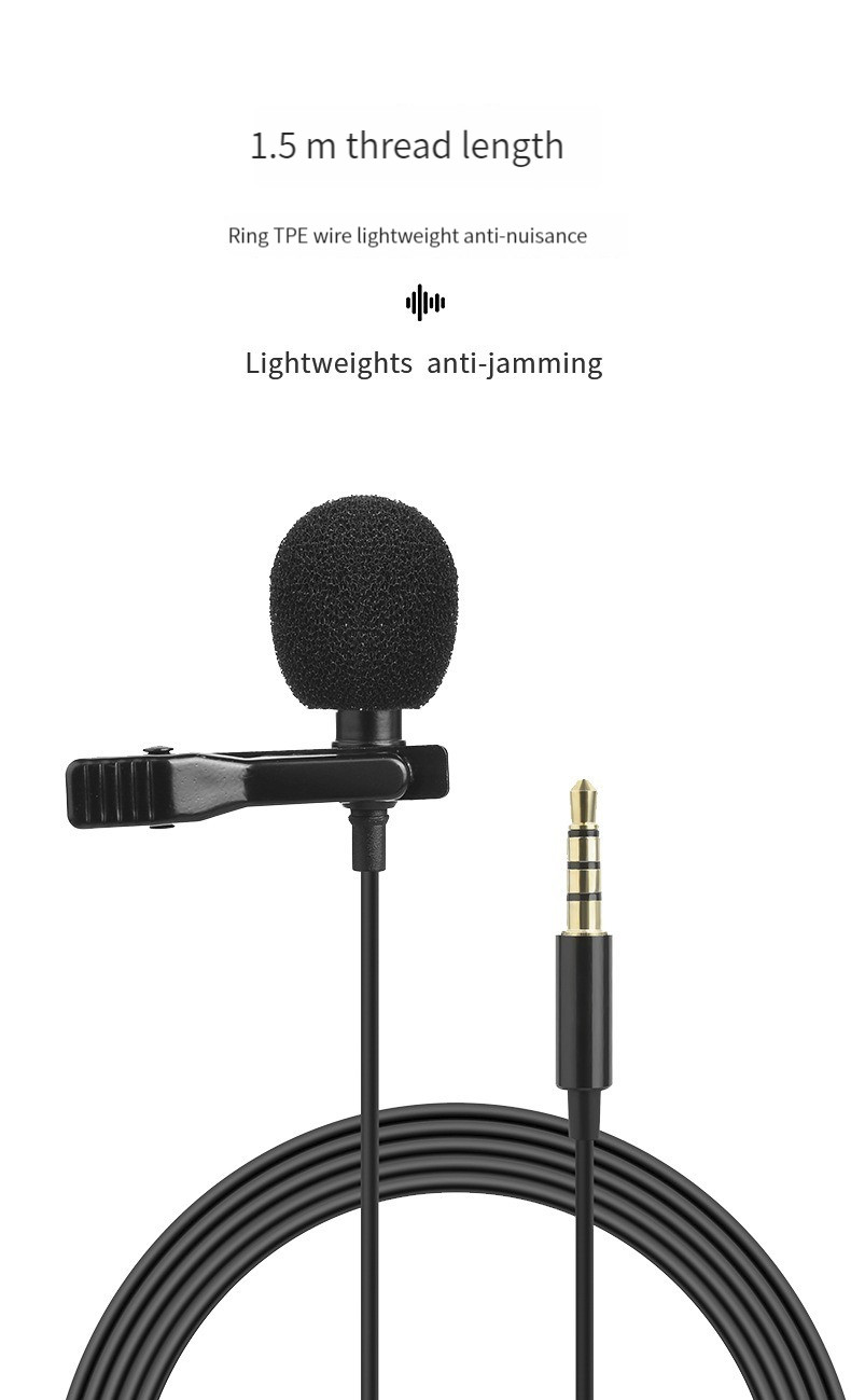 HXSJ Omnidirectional Microphone 3.5Mm TieClip Microphone Mini Microphone For Computer Lapt-op Mobile Phone With Dual 3.5Mm Jack 3.5Mm TieClip Microphone Mini Microphone For Computer Lapt-op Mobile Pho